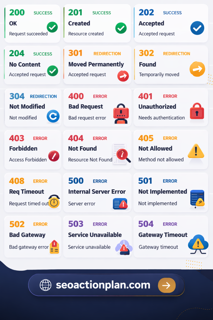 HTTP Status Code Guide for SEO cheatsheet